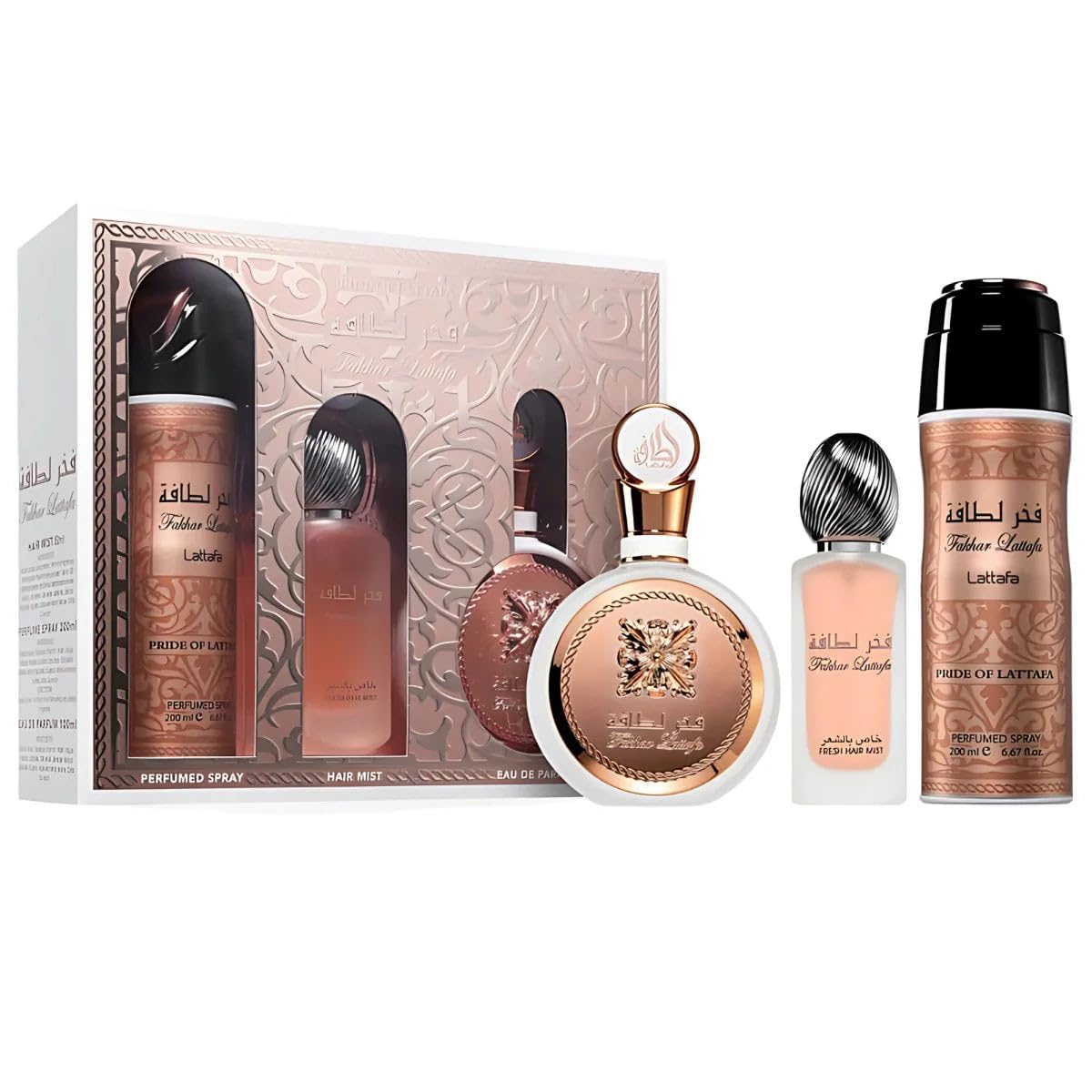 Lattafa Fakhar Gold 3-Piece Gift Set for Women – EDP, Hair Mist & Deodorant